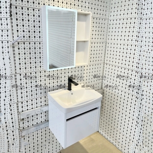 Bộ Tủ Chậu Lavabo Nhôm Đặc Kèm Tủ Gương LED Navier NV-3231-50L