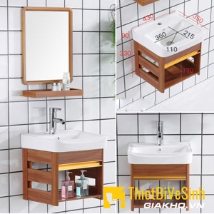 Bộ chậu lavabo + gương + kệ Navier NV-1110 (không kèm vòi và xi phông)